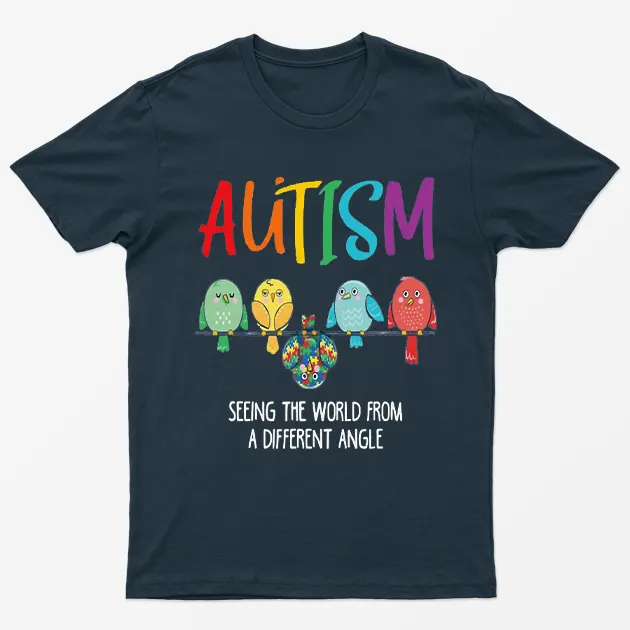 Navy Blue Cute Owl Autism Awareness Graphic T-Shirt