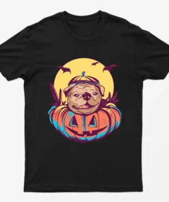 Black Cute Pumpkin Dog T-Shirt