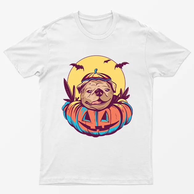 White Cute Pumpkin Dog T-Shirt