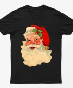 Black Cute Vintage Santa Claus T-Shirt