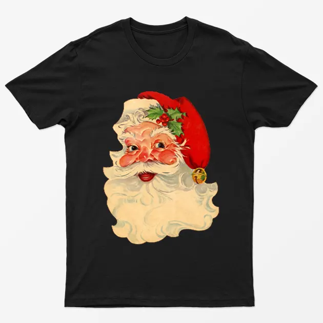 Black Cute Vintage Santa Claus T-Shirt