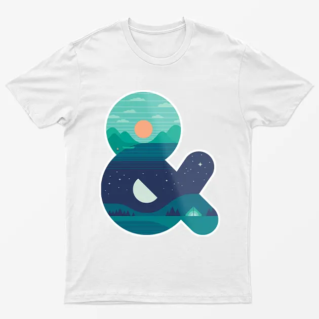 White Day And Night Long Camping T-Shirt