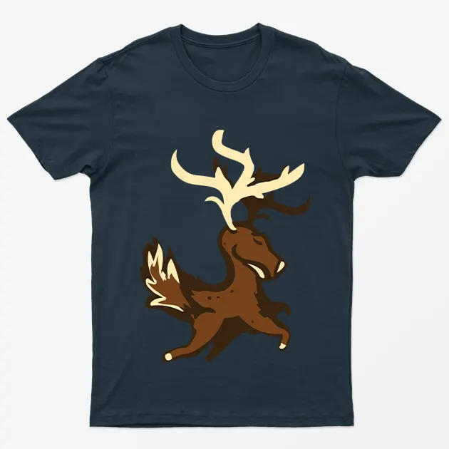 Navy Blue Deer Animal Pun T-Shirt