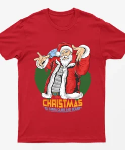 Red Dj Santa Claus & Dj Beard Christmas T-Shirt