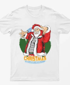 White Dj Santa Claus & Dj Beard Christmas T-Shirt