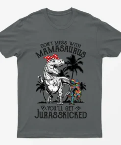 Charcoal Dont Mess With Dinosaur Graphic T-Shirt