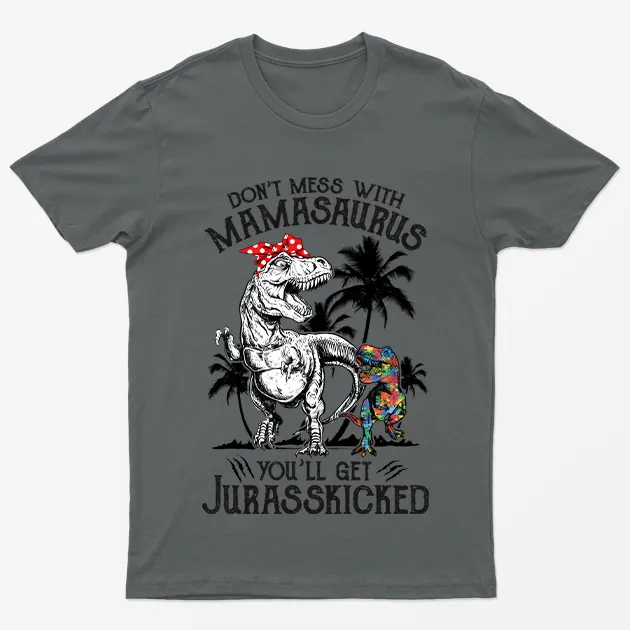 Charcoal Dont Mess With Dinosaur Graphic T-Shirt