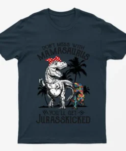 Navy Blue Dont Mess With Dinosaur Graphic T-Shirt