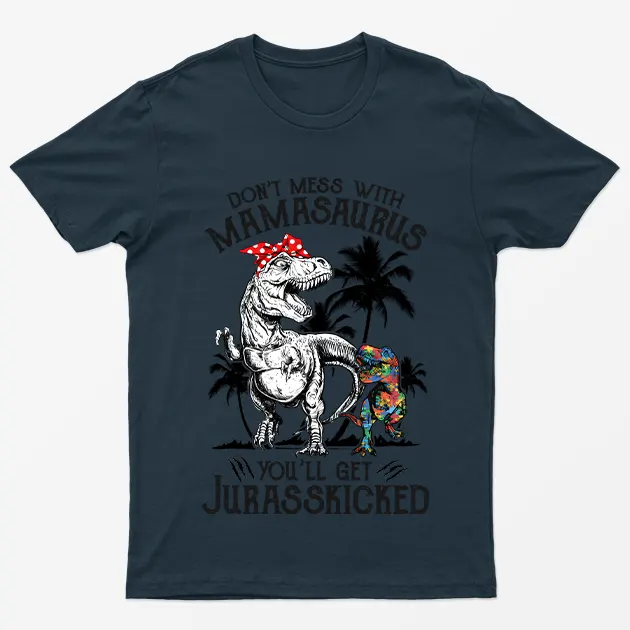 Navy Blue Dont Mess With Dinosaur Graphic T-Shirt
