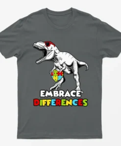 Charcoal Embrace Differences Autism Awareness T-Shirt