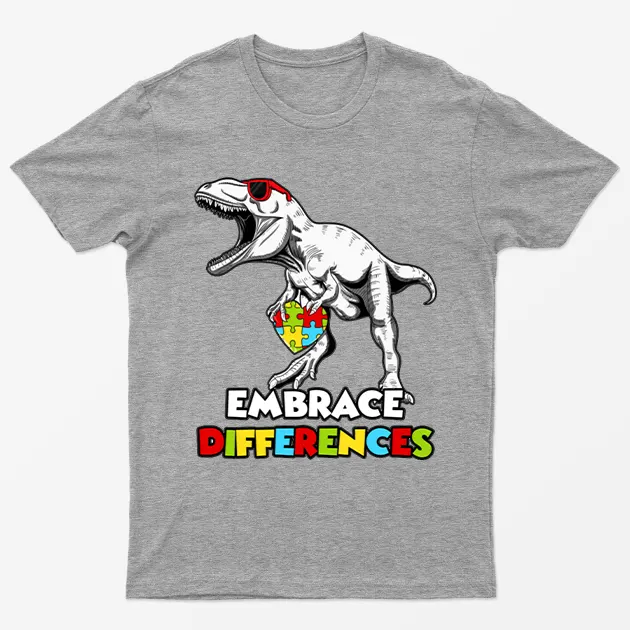 Sport Grey Embrace Differences Autism Awareness T-Shirt