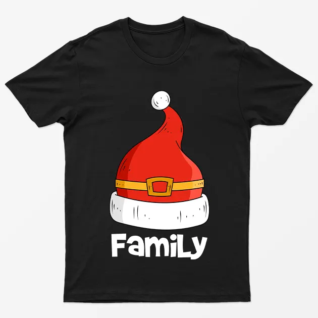 Black Family White Santa Hat T-Shirt
