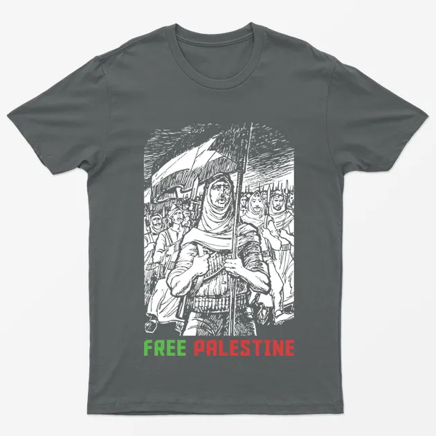 Charcoal Free Gaza Boycott Israel T-Shirt