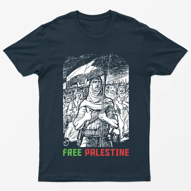 Navy Blue Free Gaza Boycott Israel T-Shirt