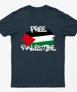 Navy Blue Free Gaza Graphic T-Shirt