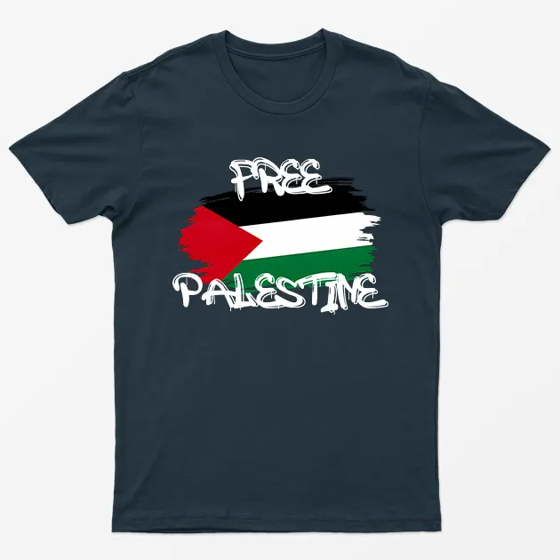 Navy Blue Free Gaza Graphic T-Shirt