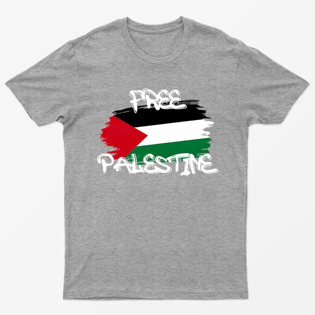 Sport Grey Free Gaza Graphic T-Shirt