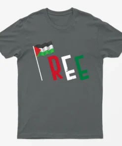 Charcoal Free Gaza Heart Flag T-Shirt