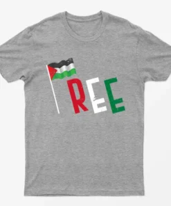 Sport Grey Free Gaza Heart Flag T-Shirt