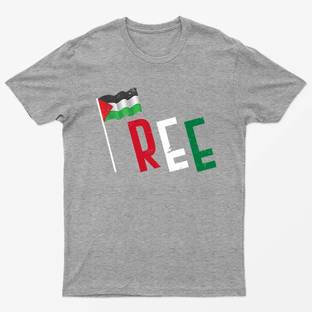 Sport Grey Free Gaza Heart Flag T-Shirt
