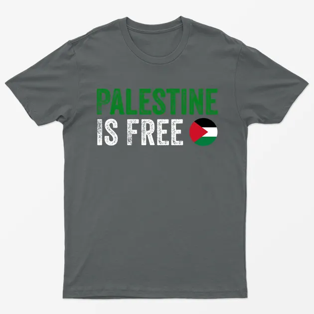 Charcoal Free Palestine Boycott Israel Graphic T-Shirt