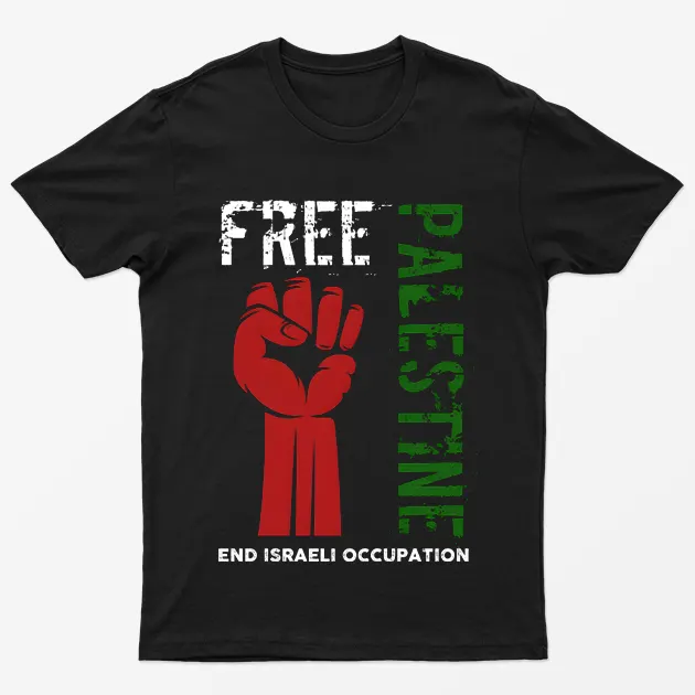 Black Free Palestine End Israeli Occupation T-Shirt