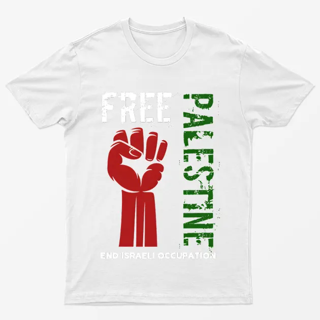 White Free Palestine End Israeli Occupation T-Shirt