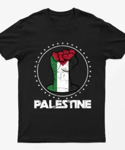 Black Free Palestine Fist Power T-Shirt