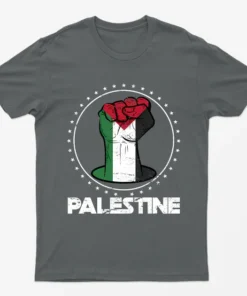 Charcoal Free Palestine Fist Power T-Shirt