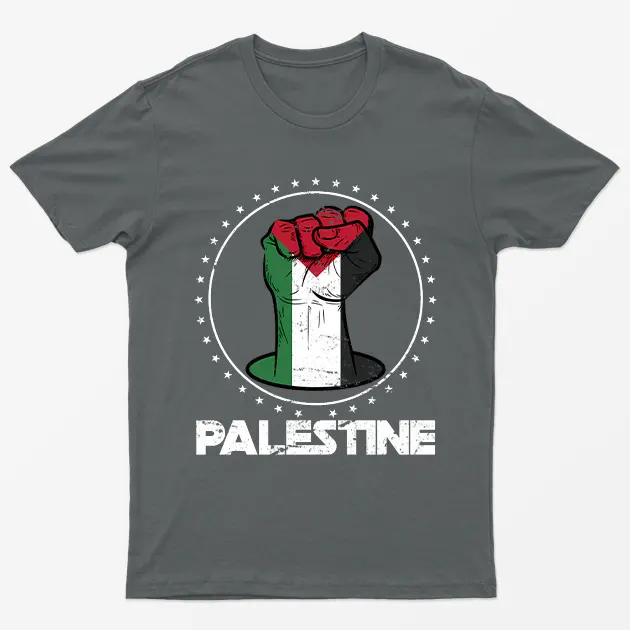 Charcoal Free Palestine Fist Power T-Shirt