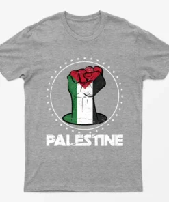 Sport Grey Free Palestine Fist Power T-Shirt