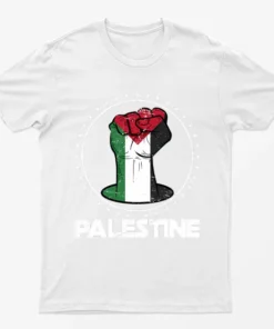 White Free Palestine Fist Power T-Shirt