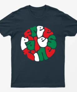 Navy Blue Free Palestine Flag Graphic T-Shirt