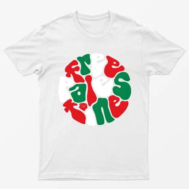 White Free Palestine Flag Graphic T-Shirt
