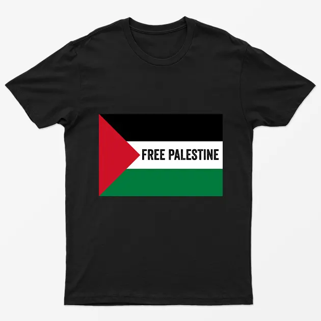 Black Free Palestine Flag Support T-Shirt