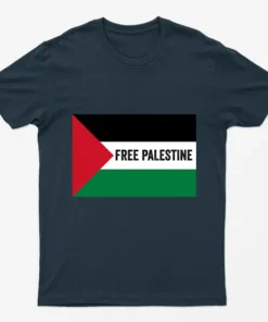 Navy Blue Free Palestine Flag Support T-Shirt