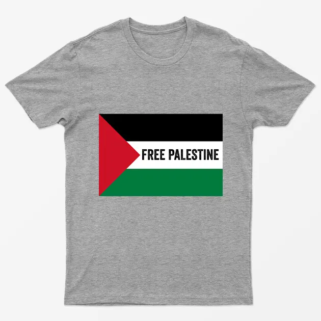 Sport Grey Free Palestine Flag Support T-Shirt
