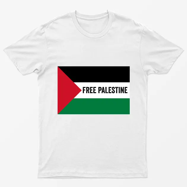 White Free Palestine Flag Support T-Shirt