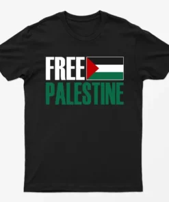 Black Free Palestine Gaza Flag Graphic T-Shirt