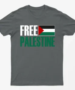 Charcoal Free Palestine Gaza Flag Graphic T-Shirt