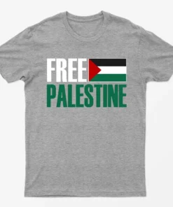 Sport Grey Free Palestine Gaza Flag Graphic T-Shirt