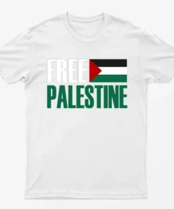 White Free Palestine Gaza Flag Graphic T-Shirt
