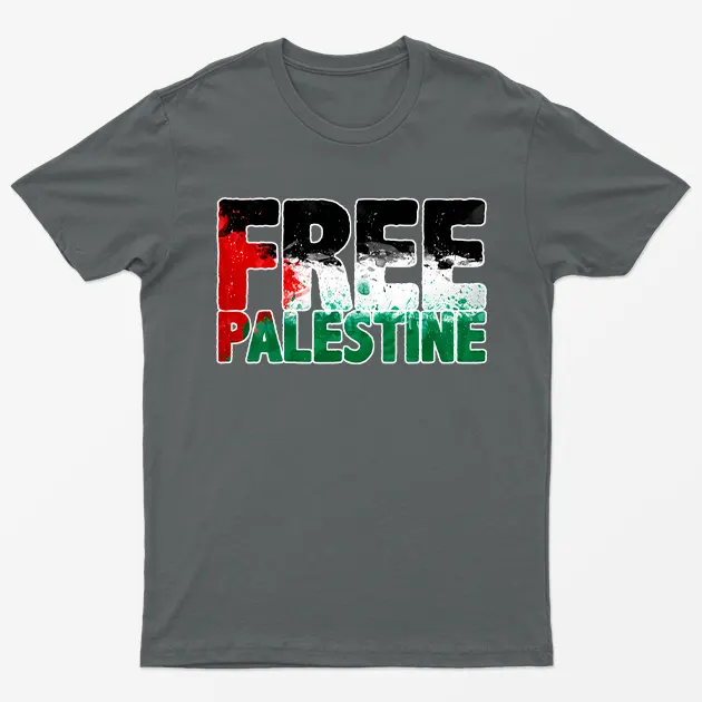 Charcoal Free Palestine Gaza Graphic T-Shirt