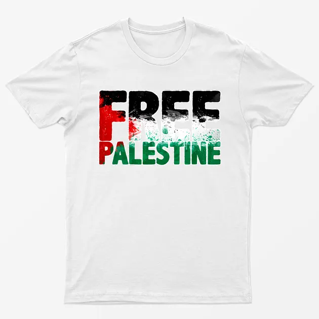 White Free Palestine Gaza Graphic T-Shirt