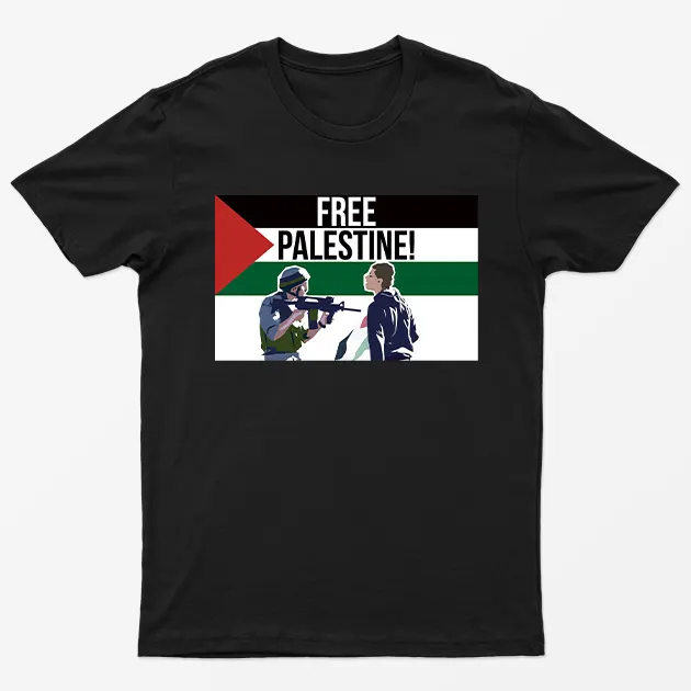 Black Free Palestine Graphic T-Shirt