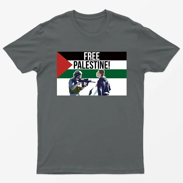 Charcoal Free Palestine Graphic T-Shirt