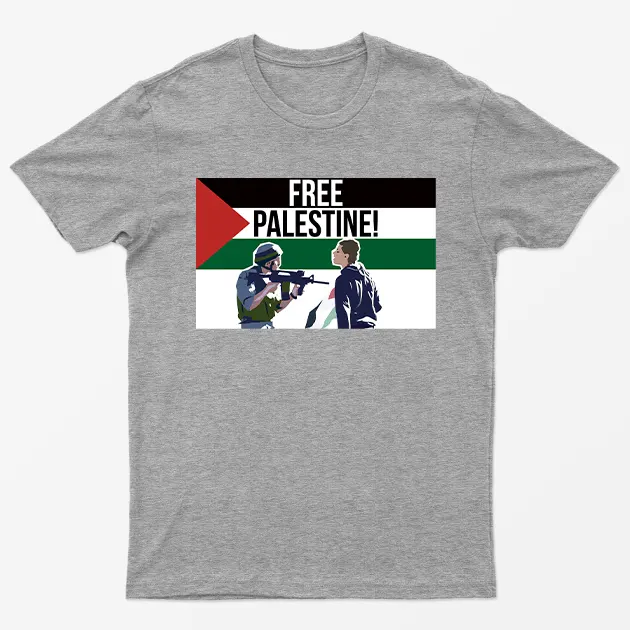 Sport Grey Free Palestine Graphic T-Shirt