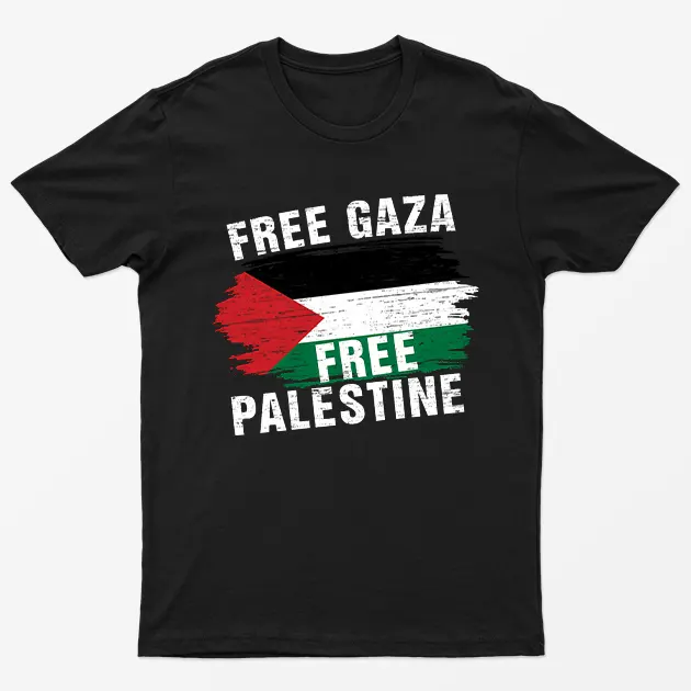 Black Free Palestine Heartbeat Graphic T-Shirt