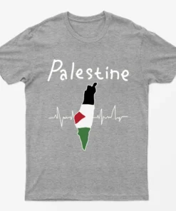 Sport Grey Free Palestine Heartbeat T-Shirt