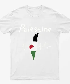 White Free Palestine Heartbeat T-Shirt